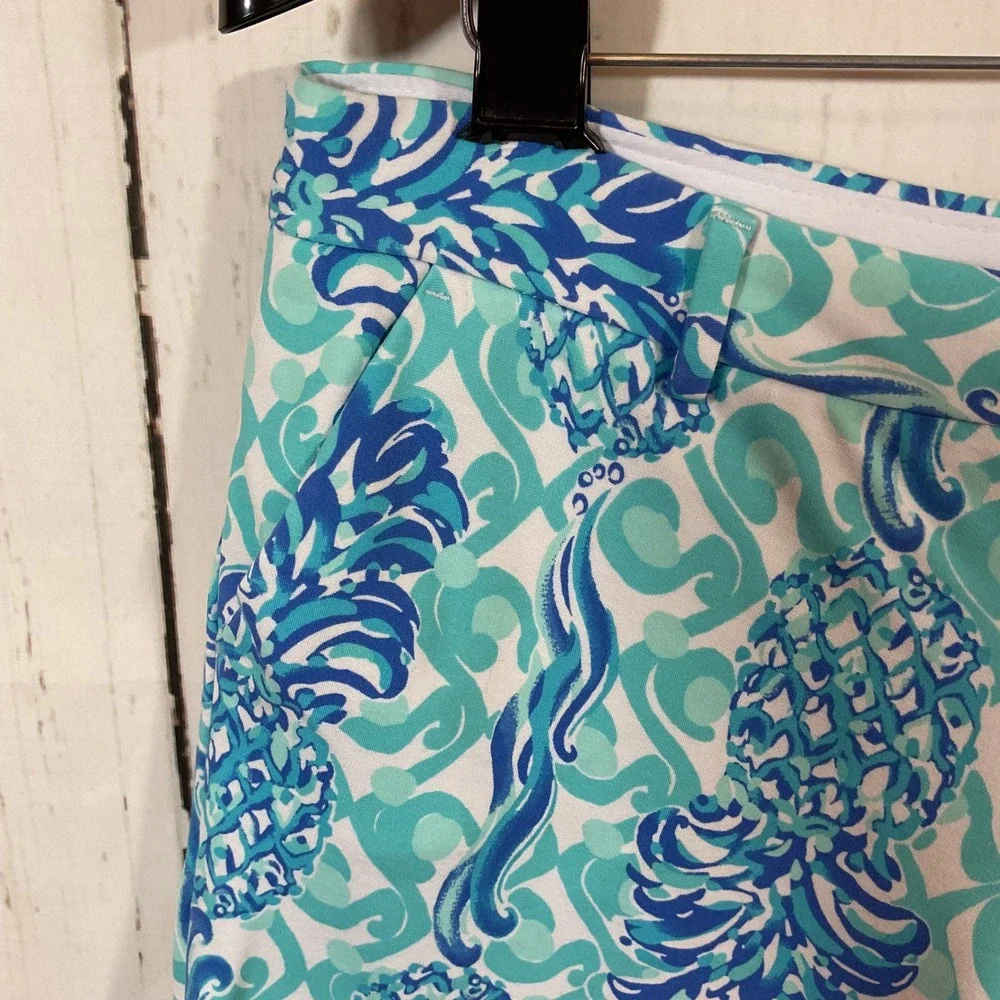 Lilly Pulitzer Callahan Shorts Womens 10‎ Blue Pineapple Print Tropical Preppy
